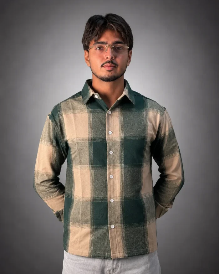 Urban Plaid Casual Check Shirt (DARK GREEN)