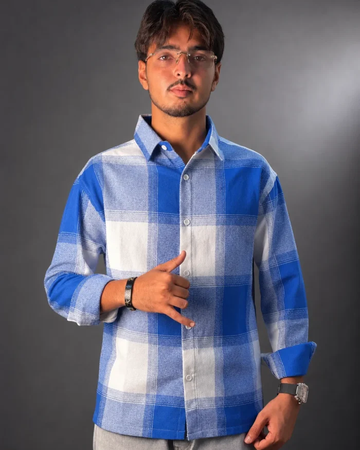 Urban Plaid Casual Check Shirt (BLUE)