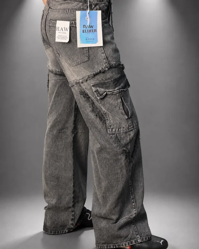 Black Elixir Distressed Washed Streetwear Cargo Jeans