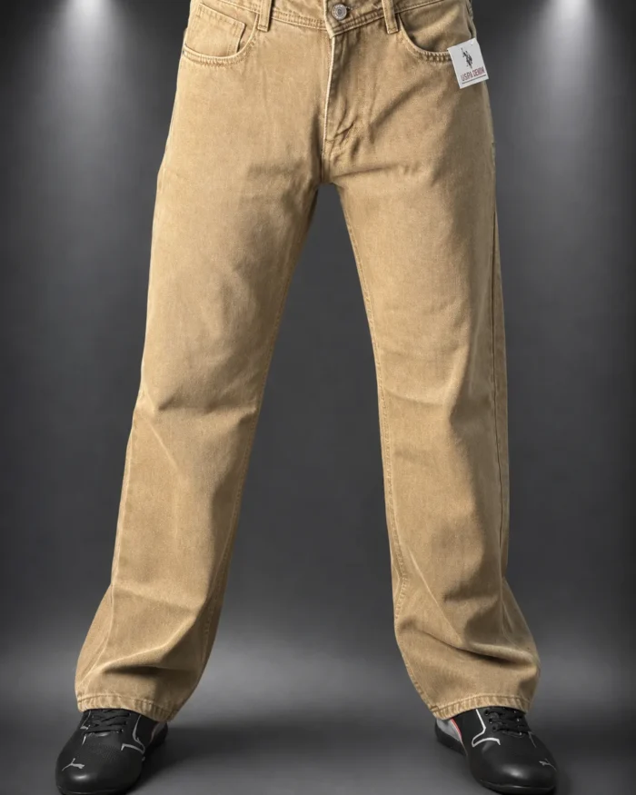 Camel Brown Tailored Straight Fit Casual Trousers