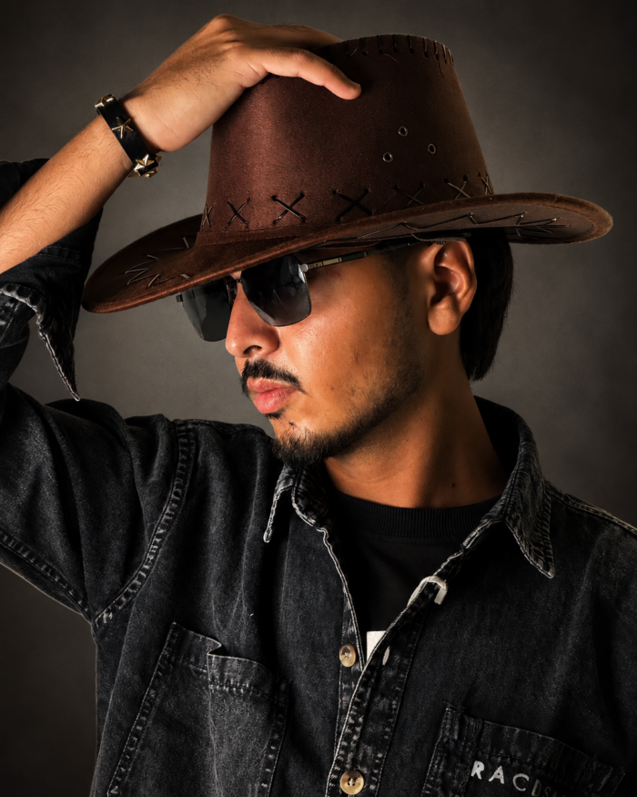 Cow Boy Hat  (Stitched Design)