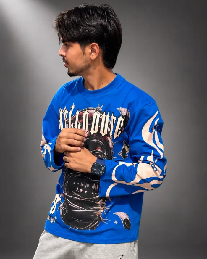 Premium Graphic Printed Blue T-Shirt